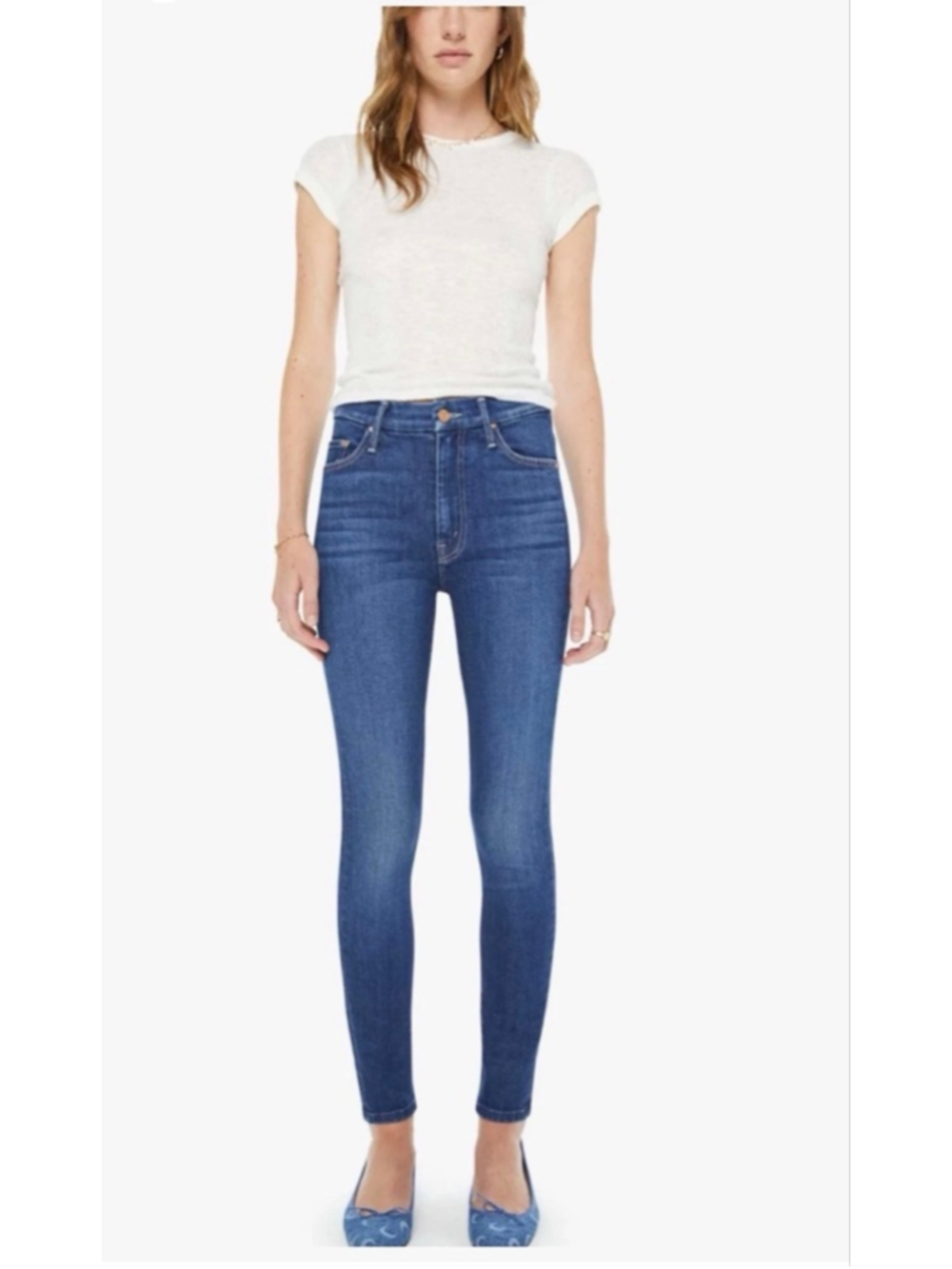 MOTHER Looker High Waist Skinny Jeans Sz 29 Blue Stretch Denim